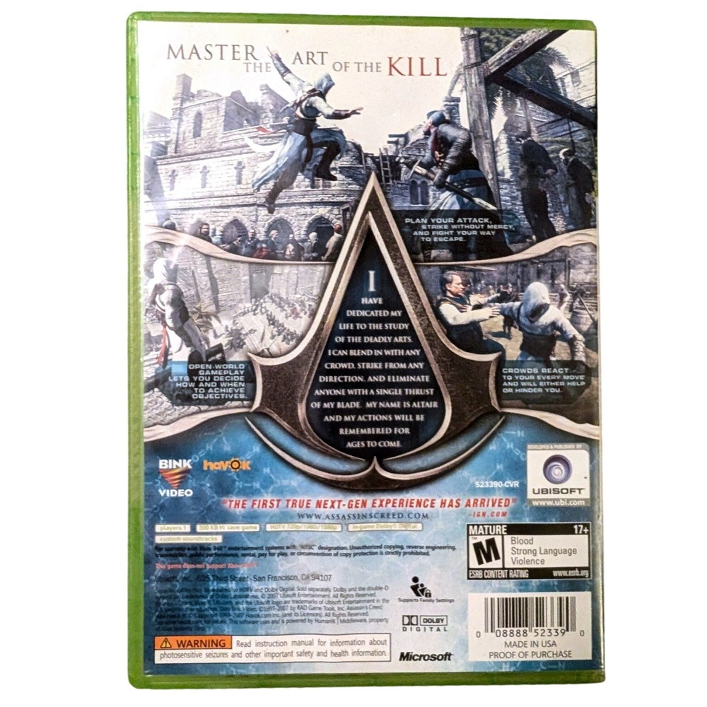 Assassins Creed Xbox 360 Ubisoft 2007 Action Adventure Game 523390-DVD - Picture 5 of 9